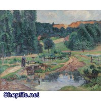 Tranh sơn dầu ở nông thôn vào sớm tinh mơ